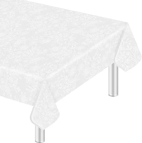 Vista 34 de HEIPINIUYE - Juego de 2 manteles desechables color beige, 54 x 108 pulgadas, de plástico, manteles impermeables rectangulares desechables
