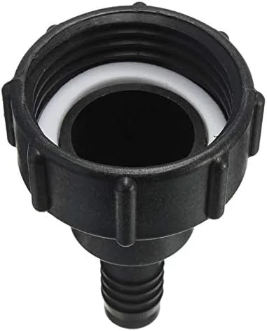 Vista 6 de Adaptador de drenaje de tanque IBC de 1/2 pulgada con tapa roscada Conector de manguera de jardín Adaptador de montaje negro