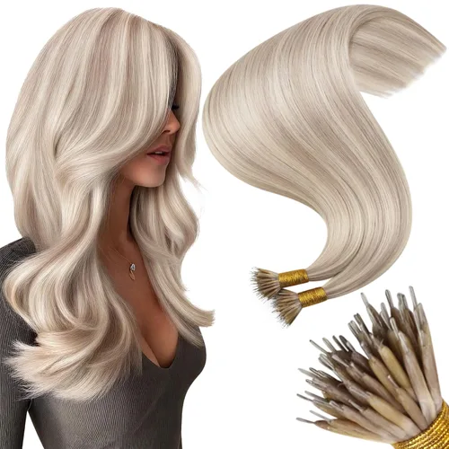 Vista 25 de Moresoo Micro Link - Extensiones de cabello humano, rubio ceniza oscuro