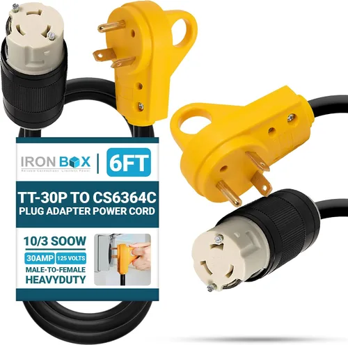 Vista 23 de IronBox Electric TT-30P a TT-30R - Adaptador y extensión - 30A, 125V, 10/3 SOOW - Cable adaptador de conector de enchufe resistente, cable