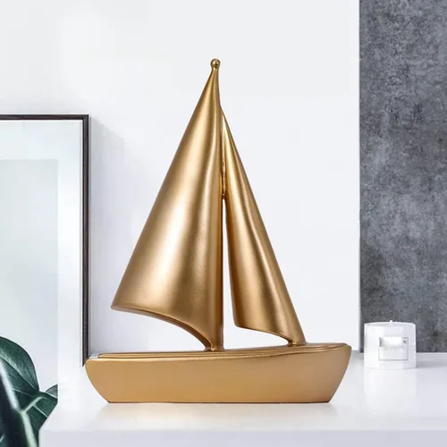 Vista 9 de Estatua creativa modelo de velero de resina, arte moderno, manualidades, decoración de oficina en casa, escultura de barco simple, regalo