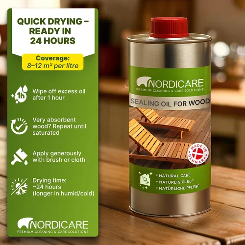 Vista 5 de Nordicare Aceite de teca para muebles de exterior, 16.9 onzas – Aceite de madera de exterior y sellador para teca, acacia, roble y más, ayuda a