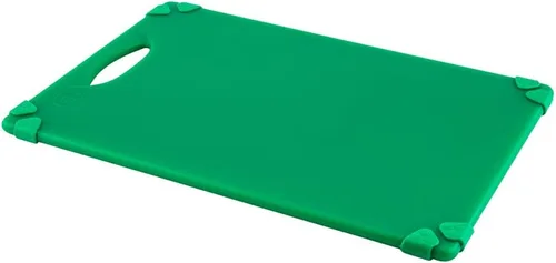 Vista 2 de Restaurantware -Tabla de cortar de plástico duradero verde de 12 x 18 pulgadas - Los agarres de esquina de goma evitan el deslizamiento - Codificado