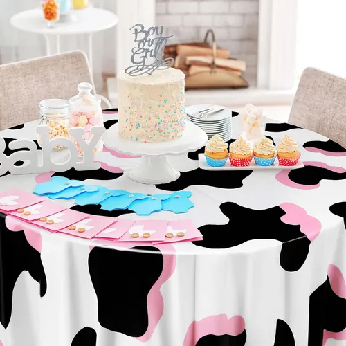 Vista 5 de Oudain - Juego de 3 manteles de plástico con temática de vaca vaquera rosa