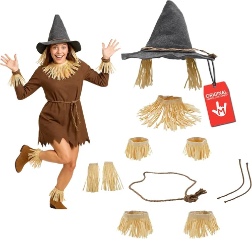 Vista 8 de Nicky Bigs Novelties Sombrero de fieltro de mago, sombrero de hechicero de bruja, disfraz de espantapájaros, accesorio para Halloween Negro
