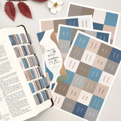 Vista 2 de Pestañas bíblicas, suministros de estudio bíblico, pestañas laminadas de diario bíblico para mujeres, hombres, niños, etiquetas bíblicas