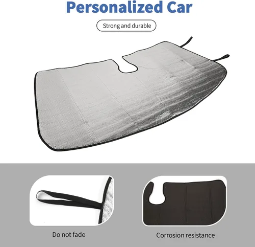 Vista 7 de Linskip Parasol de parabrisas personalizado para RAM 1500 2018-2023, accesorios interiores para parasol, visera exterior reflectante