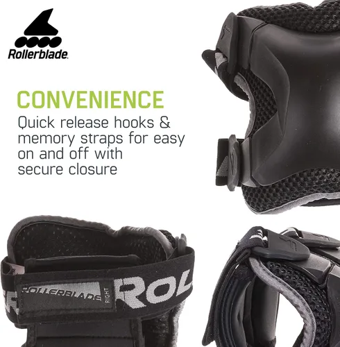 Vista 3 de Rollerblade X Gear - Paquete de 3 equipos de protección, rodilleras, coderas y muñequeras, patinaje en línea, protección multideportiva, unisex