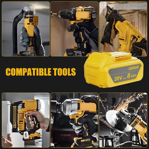 Vista 6 de POWTREE Paquete de 4 baterías de litio de 8.0 mAh DCB200 de repuesto para Dewalt de 20 V compatibles con DCB206 DCB201 DCB207 serie DCD/DCF/DCG/DCS