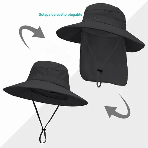 Vista 2 de Sombreros de sol para hombres y mujeres, protección UPF 50+, sombrero de Negro