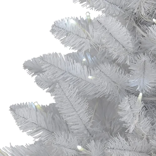Vista 2 de Puleo International Árbol de Navidad artificial preiluminado de 2 pies con 35 luces en saco azul, blanco