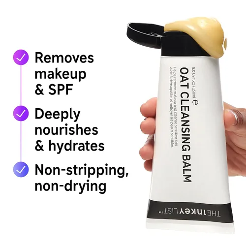 Vista 5 de The INKEY List Mini bálsamo limpiador de avena, bálsamo rico que elimina el maquillaje y las impurezas, reduce el enrojecimiento, tamaño de viaje
