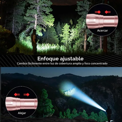 Vista 3 de RECHOO Juego de linterna LED de 2 unidades, rosa, linternas tácticas de alto lúmen con 3 modos, linterna pequeña de bolsillo, linternas impermeables