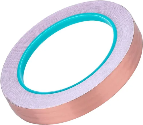 Vista 5 de Bullet Face Emi cinta de hoja de cobre conductiva de doble lado de 1/2 pulgada x 21.8 yardas, para blindaje contra interferencias electromagnéticas