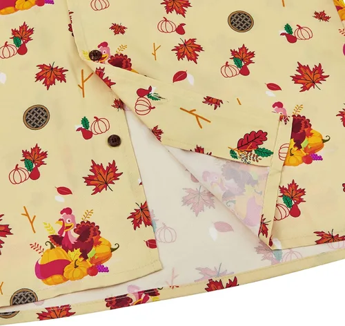 Vista 4 de Durio Camisa de Halloween para hombre, diseño de esqueleto de calabaza, manga corta, con botones, camisas casuales para hombre, regalos
