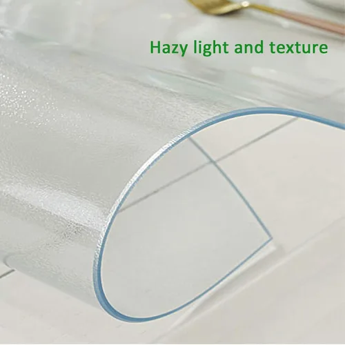 Vista 2 de Protector de mantel mate transparente en ángulo recto, 0.079 in biselado de PVC suave de vidrio resistente al agua y al aceite, para vidrio, mármol
