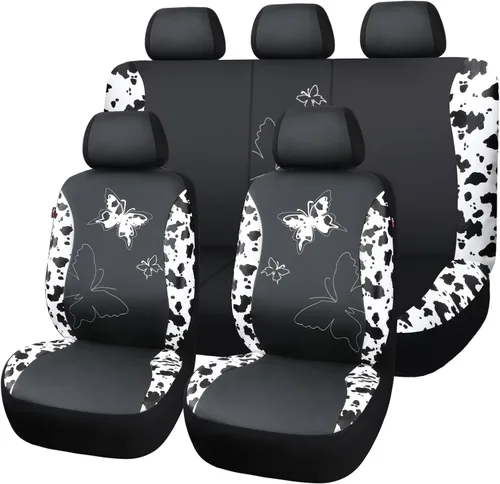 Vista 10 de Flying Banner - Juego completo de fundas para asiento de automóvil Butterfly, estilo universal de moda para mujer, para banco trasero (divisible)