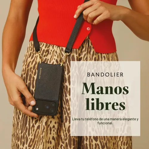 Vista 4 de Bandolier Remi - Funda de piel cruzada para iPhone 17 Pro Max, color negro