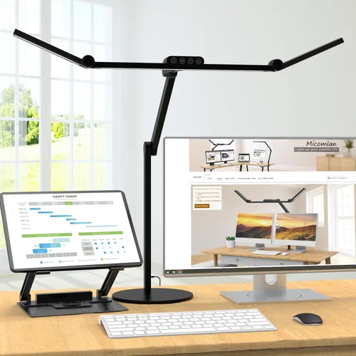 Vista 7 de Micomlan Lámpara de escritorio de arquitecto con control remoto, luz de escritorio LED ajustable para oficina en casa con base, luz de mesa de 24W