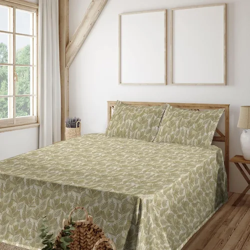Vista 12 de Ambesonne Floral Sheet Set, Nature Themed Oversimplified Blossom Shaped Pattern Print Artwork, Fitted and Flat Sheet with Pillowcases Bedding Accent