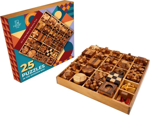Vista 11 de BSIRI 3 Rompecabezas en una Caja - Rompecabezas de Cerebro de Madera, Rompecabezas Mental 3D para Adultos, Juegos Educativos para Niños