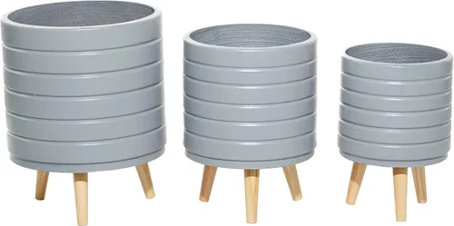 Vista 7 de Deco 79 CosmoLiving by Cosmopolitan 46527 - Maceta, color gris