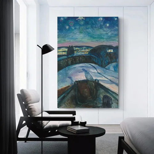 Vista 3 de Devinee Póster de Edvard Munch-La noche estrellada para pared, póster impreso en lienzo para decoración de dormitorio, sala de estar, 08 x 12