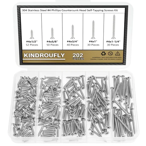 Vista 8 de 242 tornillos autorroscantes Phillips de cabeza avellanada Phillips #2 x 1/4 pulgadas, 3/8 pulgadas, 1/2 pulgadas, 5/8 pulgadas, 3/4 pulgadas, kit
