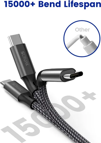 Vista 5 de SCRUAK Cable de carga extra largo para iPhone de 16 pies, 16 pies USB C a Lightning cable de carga rápida de nailon trenzado para iPhone 13/13