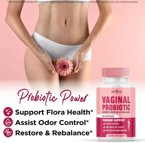 Vista 5 de NEW AGE Probióticos vaginales para mujeres con prebióticos, extracto de arándano y una mezcla de probióticos Lactobacillus, apoya el equilibrio
