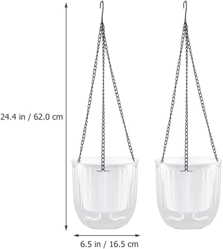 Vista 7 de GANAZONO Maceta colgante con riego automático, 2 unidades, diseño de drenaje de flujo de aire interior/exterior