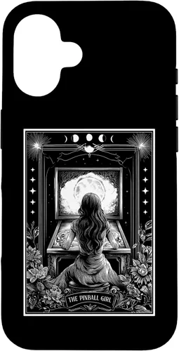 Vista 32 de The Pinball Girl Retro Arcade Game 80s Tarot Card Skeleton Case for iPhone 17