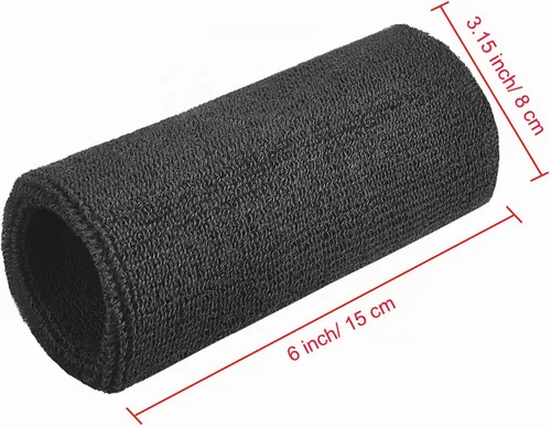 Vista 3 de WILLBOND 2 muñequeras de 6 pulgadas para hombres y mujeres, bandas de algodón atléticas de humedad para tenis, baloncesto, correr