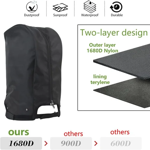 Vista 3 de Funda para bolsa de golf, cubierta de lluvia de nailon, impermeable, se adapta a la mayoría de bolsas de carrito de golf, fácil de usar, plegable