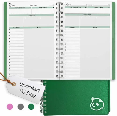 Vista 10 de Panda Planner Agenda diaria sin fecha 2026, 5.75 x 8.25 pulgadas, gris 90-Day Spiral Academic, Productivity Planner, Hourly Schedule, To-Do List