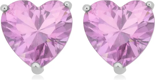Vista 15 de Kooljewelry Pendientes de plata de ley y circonita cúbica con piedra natal
