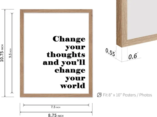 Vista 3 de Poster Master Póster tipográfico – Impresión de cita – Cambia tus pensamientos, cambia tu mundo, inspirador, motivacional – Regalo para familia