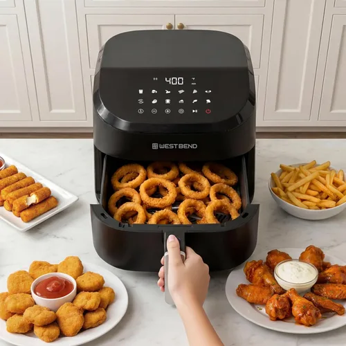 Vista 8 de West Bend Freidora de aire digital de 4.5 cuartos de galón, compacta con 12 preajustes, temperatura ajustable para comidas crujientes rápidas, cesta