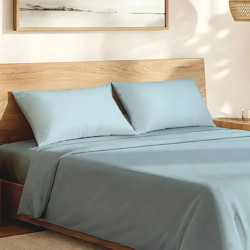 Vista 6 de Lirex Paquete de 2 fundas de almohada, 100% algodón, transpirables, 20" x 36" tamaño King estándar, color verde aguamarina