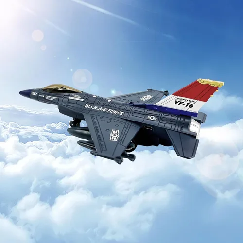 Vista 2 de OTONOPI Fighter Jet Toy F-16 Jets de juguete para niños, avión militar del ejército de la fuerza aérea, juguete de caza de metal fundido a presión