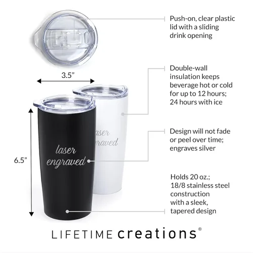 Vista 7 de Lifetime Creations Vaso de dentista personalizado grabado con tapa de 20 onzas (negro) – Regalo personalizado para dentista, taza de viaje de café