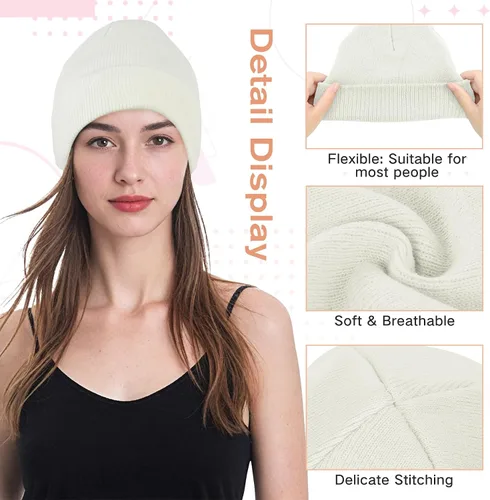 Vista 31 de American Trends Gorro para hombre y mujer, gorro de punto suave y lindo con diseño de calavera