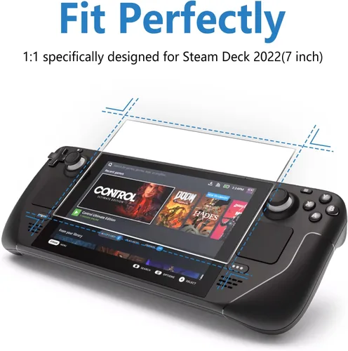 Vista 2 de Mooroer Protector de pantalla de Steam Deck 3 unidades protector de pantalla de vidrio templado 9H para Steam Deck 2022 7 pulgadas protector