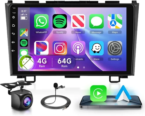 Vista 10 de Estéreo de coche Android 2G+64G para Honda CRV 2007-2011 con Carplay inalámbrico/Android Auto con navegación GPS WiFi, pantalla táctil de 9