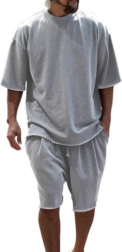 Vista 5 de Camisas hawaianas para hombre, manga corta, verano, casual, transpirable, clásica, holgada, pantalones cortos, trajes deportivos al aire libre