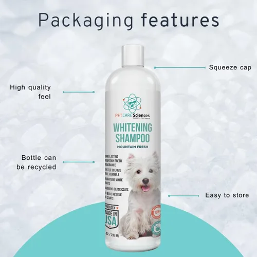 Vista 7 de Champú blanqueador para perros de 8 onzas líquidas – Champú para perros blancos – Champú para cachorros para abrigos blancos – Blanqueador de pelo