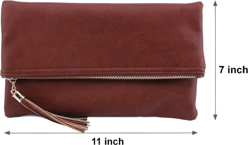 Vista 3 de Solene Bolsas de mano de sobre para mujer, billetera cruzada con borlas y correa de cadena, elegante bolso de noche