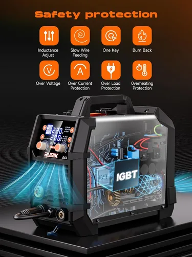 Vista 5 de Soldador MIG RUBIK, soldador de núcleo de flujo de 200 amperios 5 en 1, soldador MIG a gas/sin gas con núcleo de flujo MIG/Stick/Lift TIG/soldadura