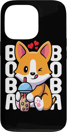 Vista 10 de Funda Kawaii con diseño de corazón de té de burbujas para iPhone 16 Kawaii Boba Dog Corgi Tea Drink
