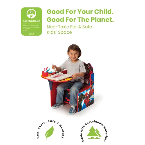 Vista 7 de Delta Children Cama de plástico para niños pequeños, Marvel Spider-Man y escritorio con silla con contenedor de almacenamiento, certificado
